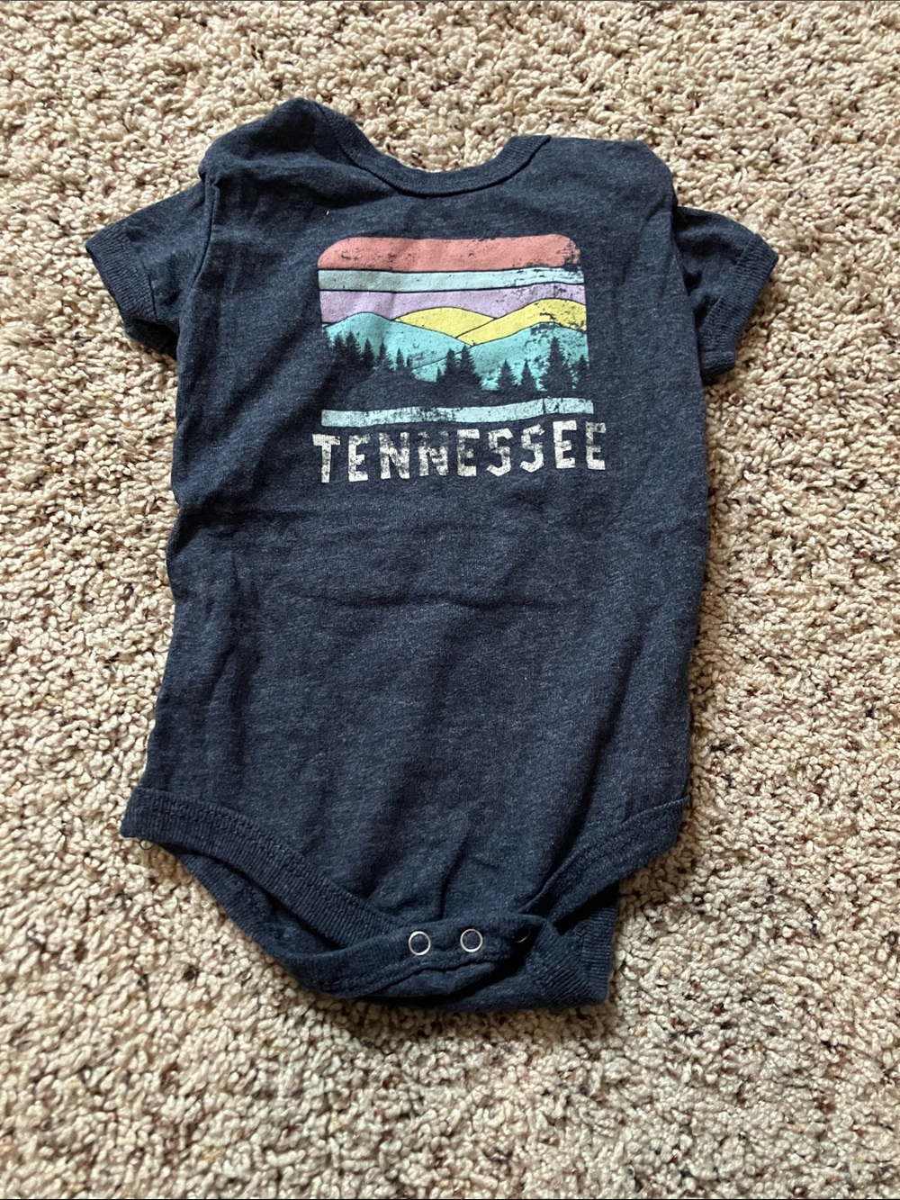 Tennessee Graphic Baby Onesie in Navy with Sunset Stripes